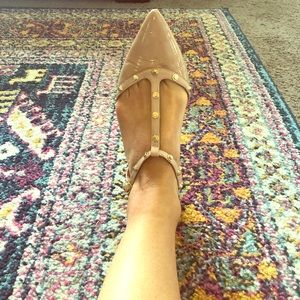 Halogen nude patent studded flats